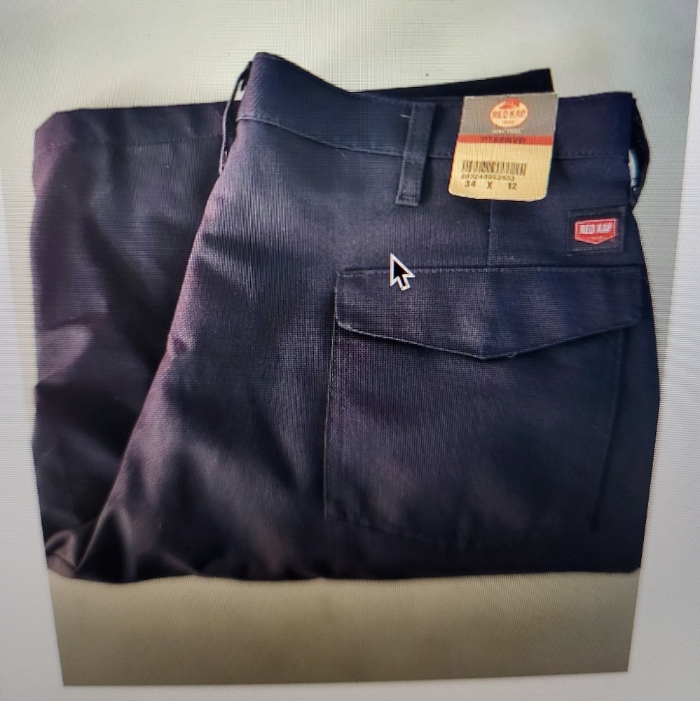 Red Kap Cargo Work Shorts, Size 34" x 12"